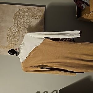 NWT Tan& white long sleeve BodyCon dress
